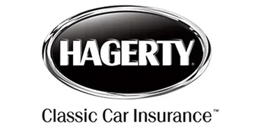 Hagerty logo, a black oval with the company name in white, and the text 