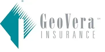 GeoVera Insurance logo: turquoise geometric shape with white lines, and gray text that reads 