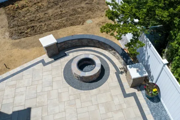 Custom stone fire pit designed