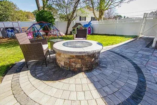 Professional outdoor fire pit installation