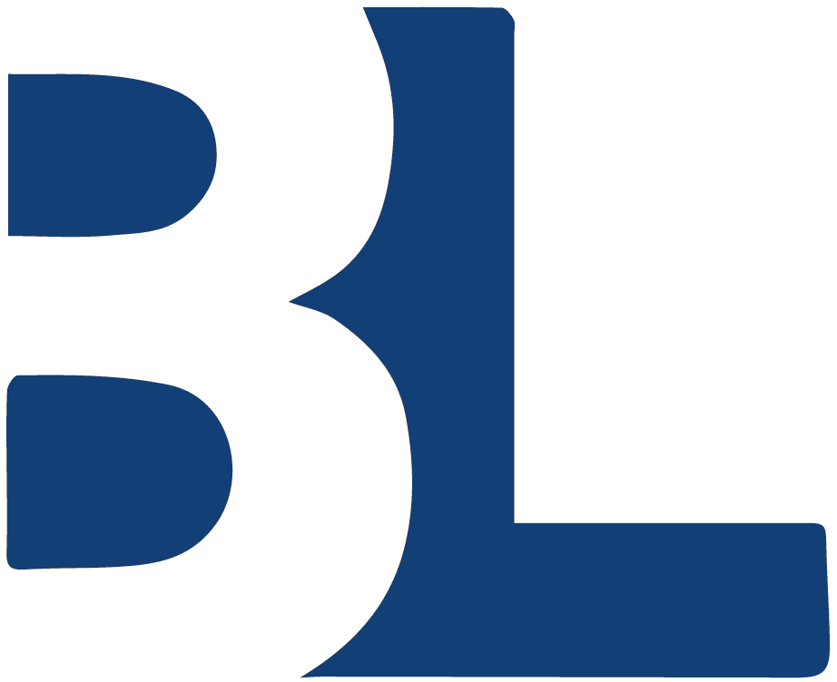 Blue logo with the letters