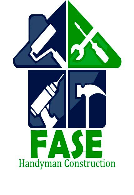 FASE Handyman Construction logo with blue and green tool icons and text