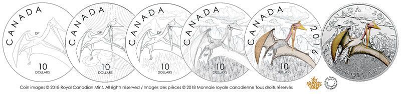 This legal tender collector coin features the largest known animal to fly, the pterosaur Quetzalcoatlus. By Dino Pulerà