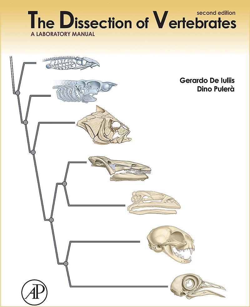 The second edition cover of The Dissection of Vertebrates: A Laboratory Manual. 2011 De Iuliis, G and Pulerà, D. 