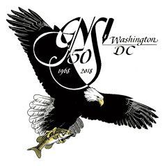 GNSI 2018 Conference 50 years Logo - Eagle with fish in claws.