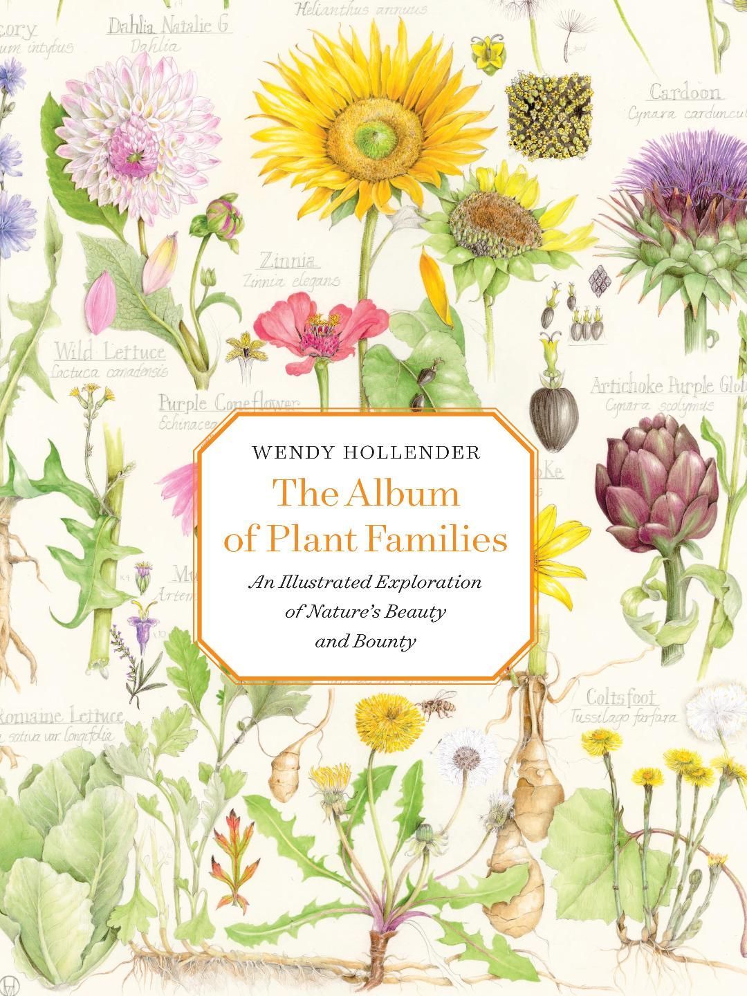Book cover, with many botanical illustrations behind a text box with the cover and author information.