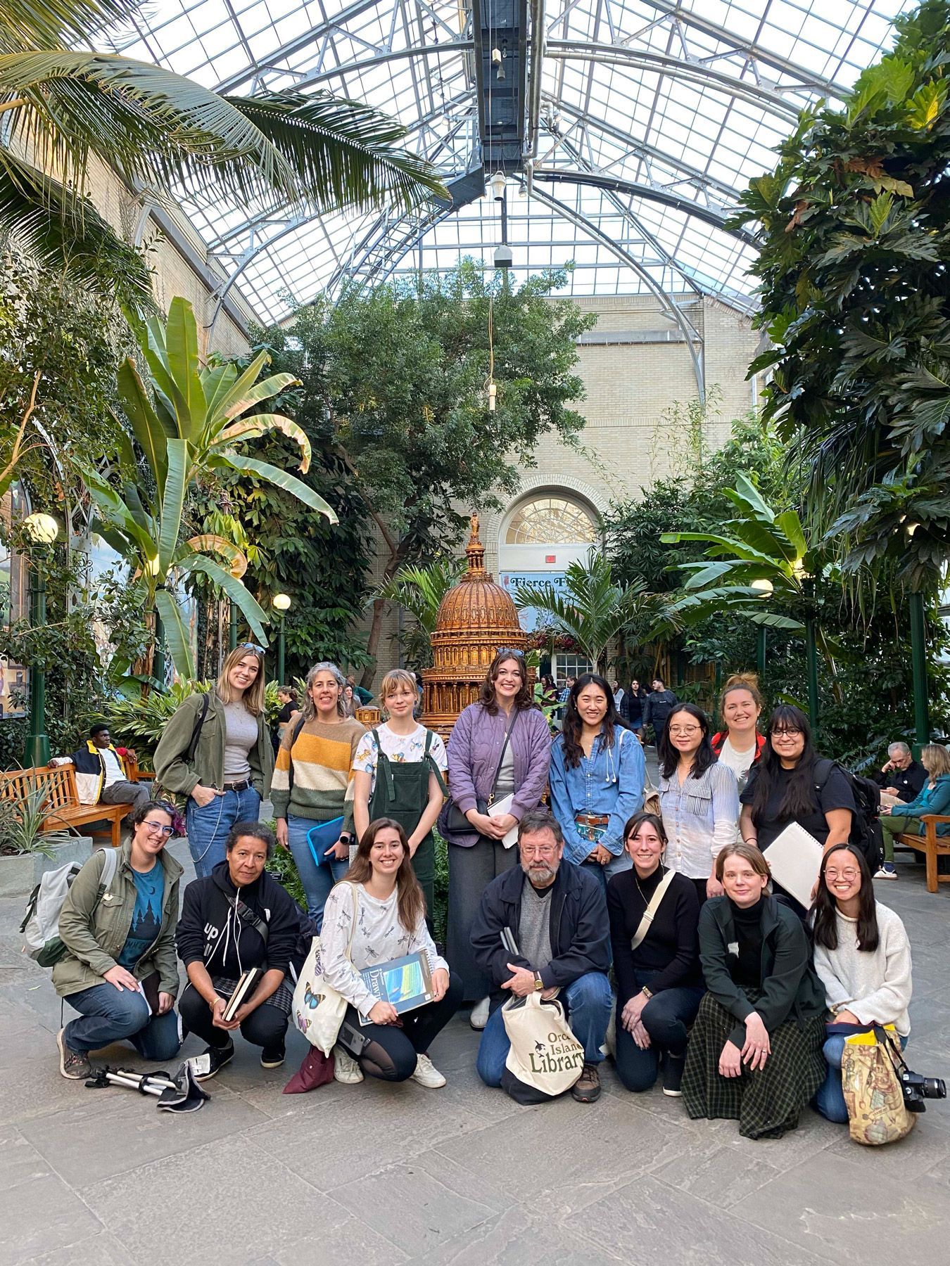 Sketching Group Photo in the main hall of the US Botanical Garden.  Photo by Britt Griswold, and Liz Sisk.