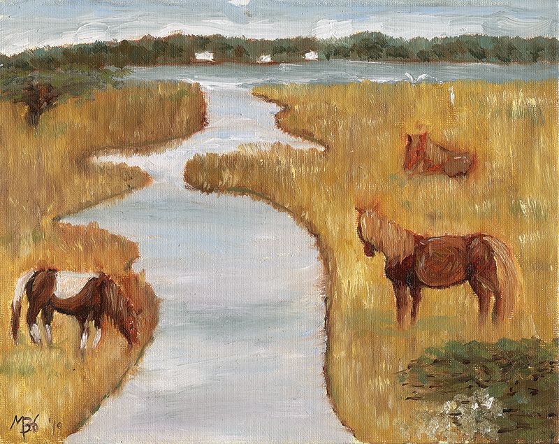 Oil sketch of horses in wetland,
© 2019.