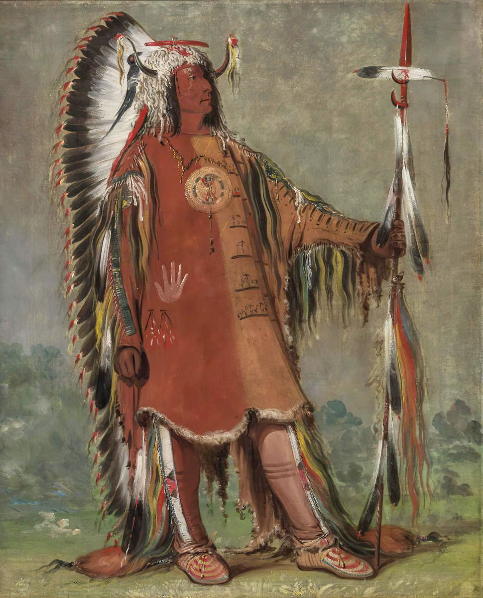 George Catlin, Máh-to-tóh-pa, Four Bears, Second Chief, in Full Dress, 1832, oil on canvas, 29 x 24 in. Smithsonian American Art Museum