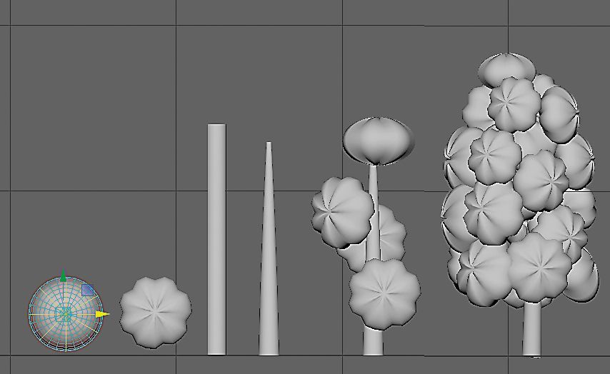 Seeds are modeled from spheres, multiplied and snapped to a stem tip model.