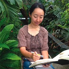 Ikumi sketching at Denver Botanic Gardens as an artist-in-residence. Photo ©Mervi Hjelmroos-Koski 2015