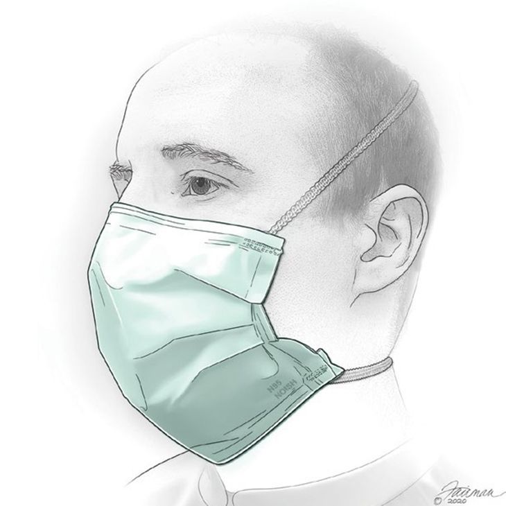 Figure 6 (right): Depiction of a NIOSH N-95 respirator mask.©2020
Jennifer E. Fairman