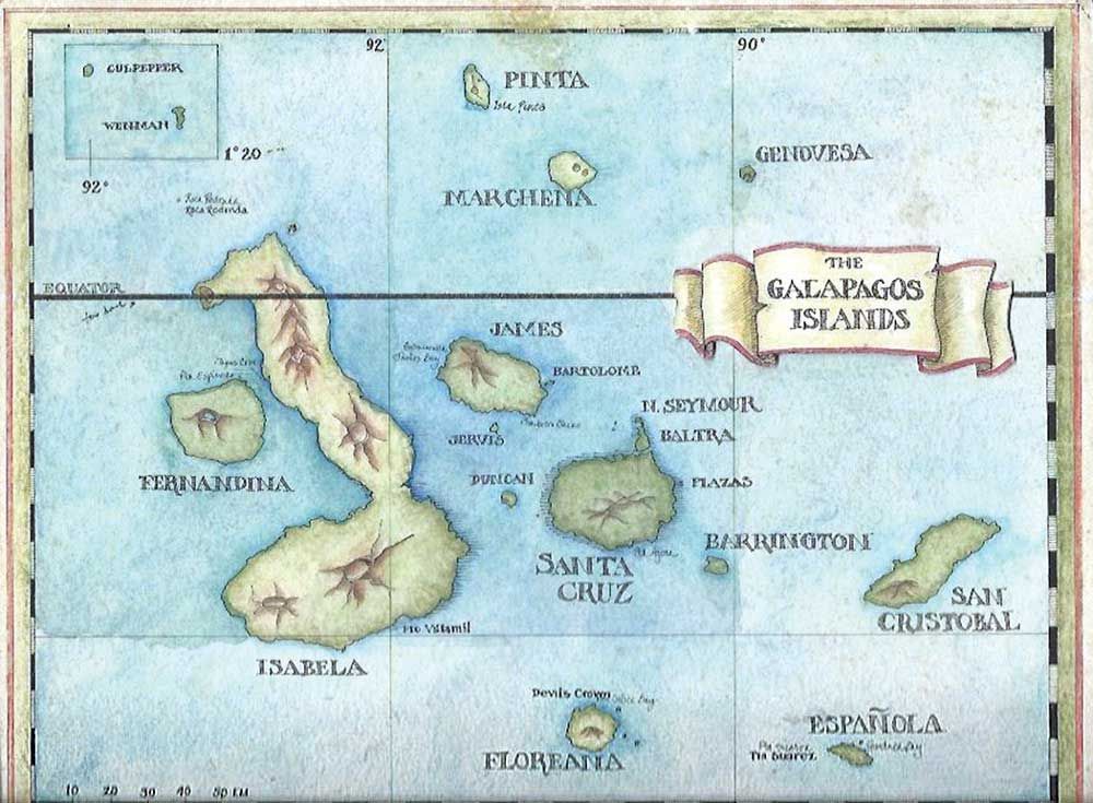 Map of the Galápagos Islands.