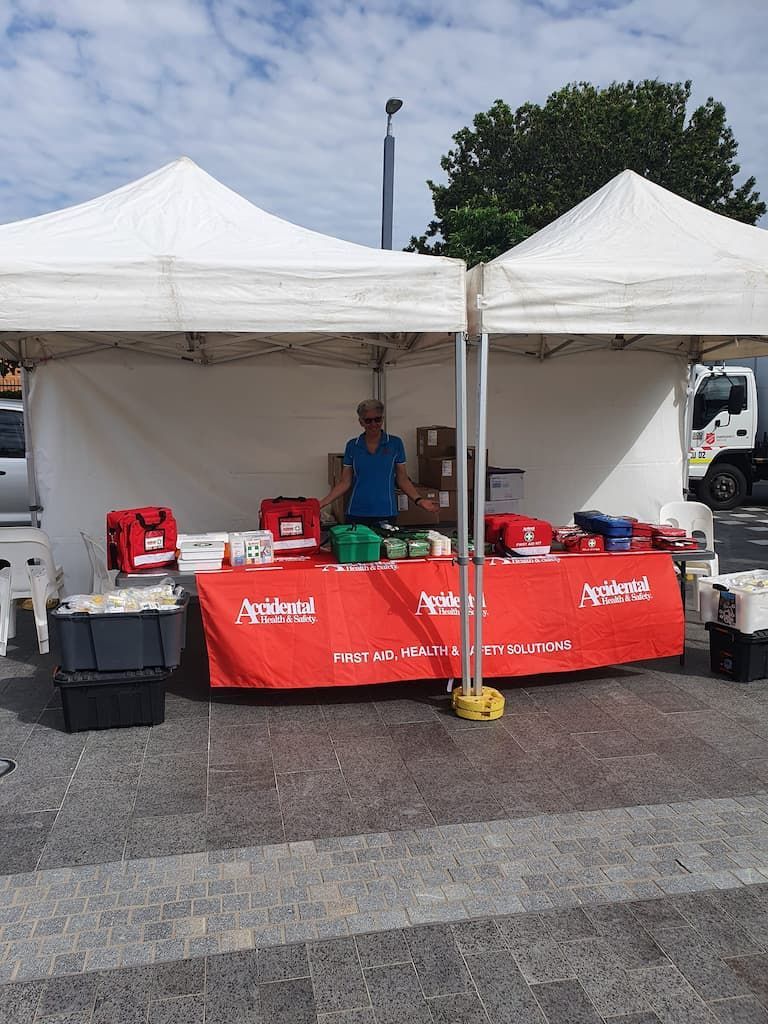First Aid Kits Displays On Tents — Accidental Health & Safety NQ & Mt Isa In Garbutt, QLD