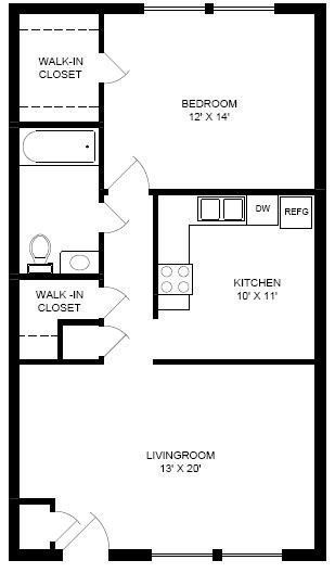Classic 1 Bedroom — Manhattan, KS — Plaza West Apartments