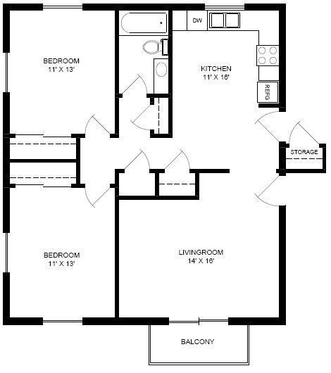 Two Bedroom Large Kitchen — Manhattan, KS — Plaza West Apartments