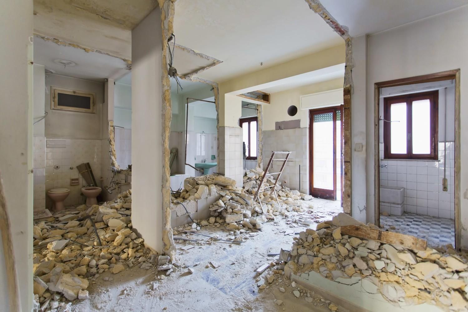 Interior Renovation, Debris on The Floor, Exposed Walls — Walsh Demolition Pty Ltd in Inverell, NSW