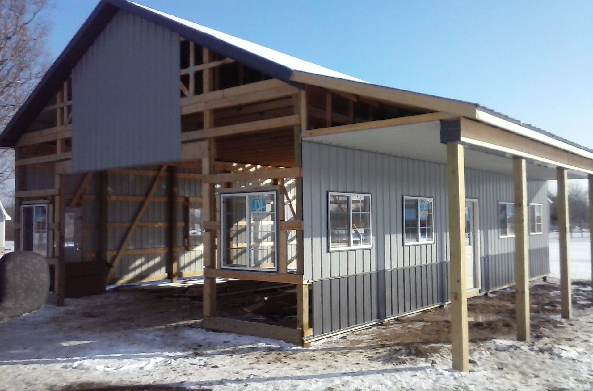 A building under construction with a lot of windows