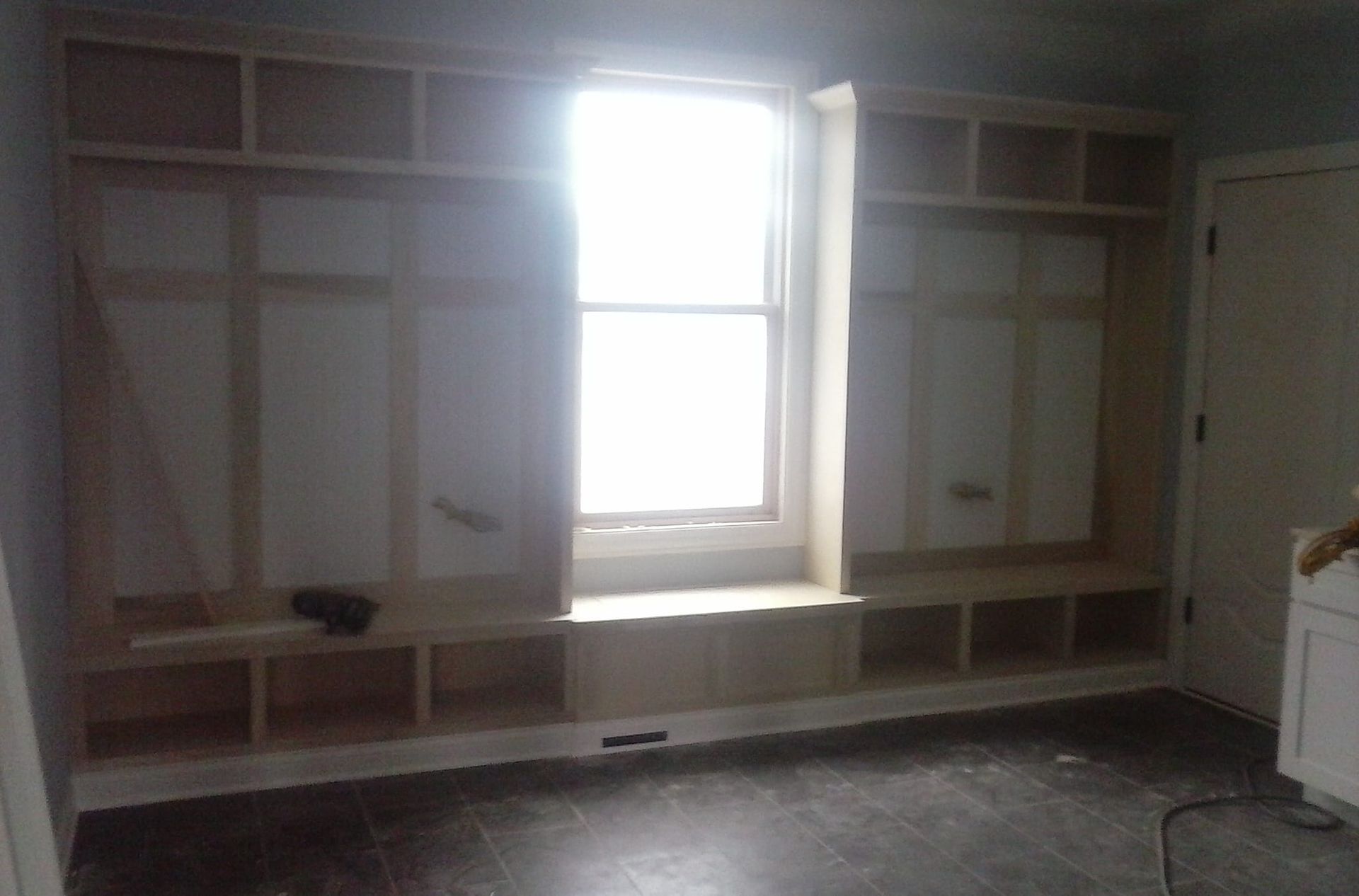 newly installed windows with light shining through 