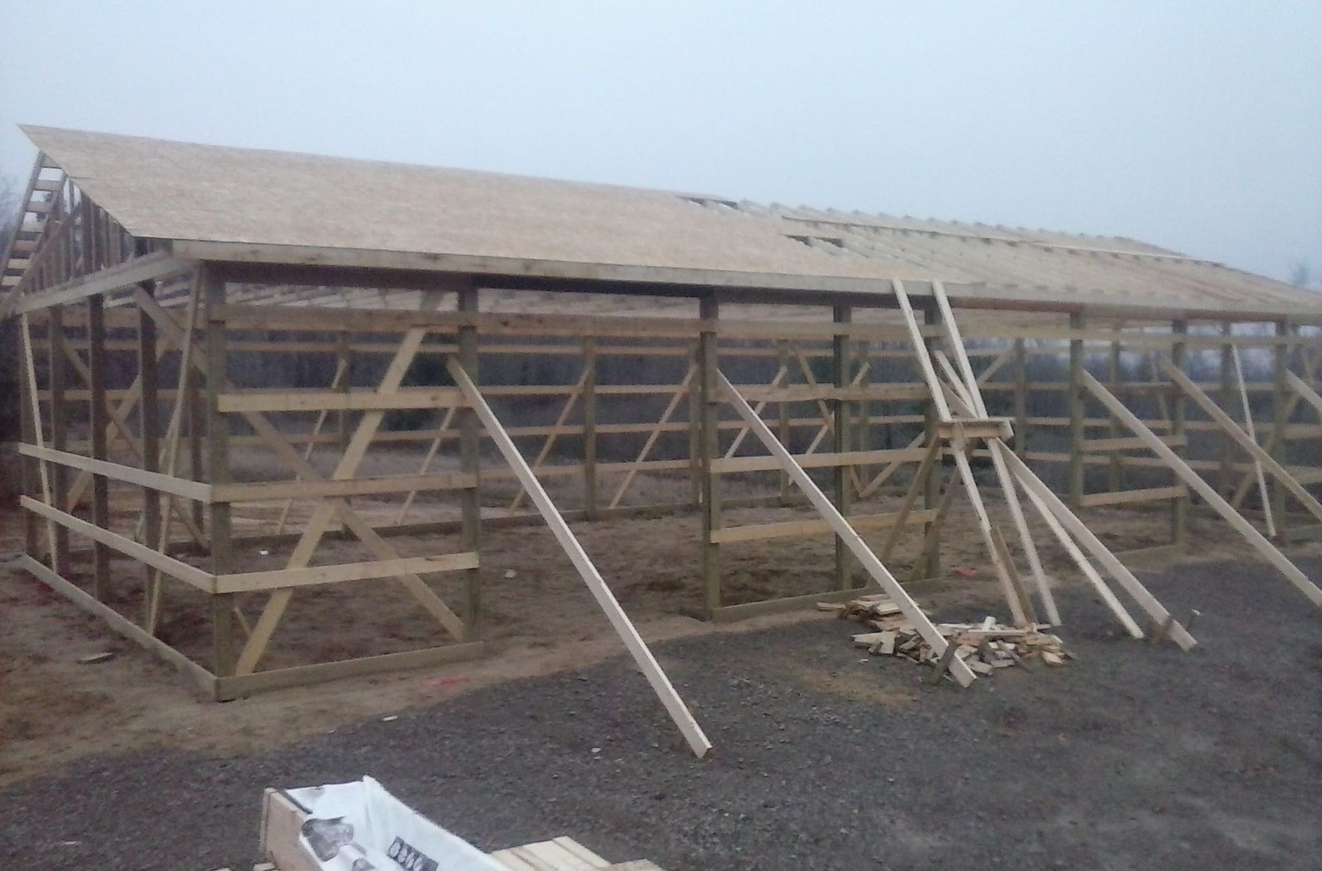 custom pole barn being worked on in Michigan