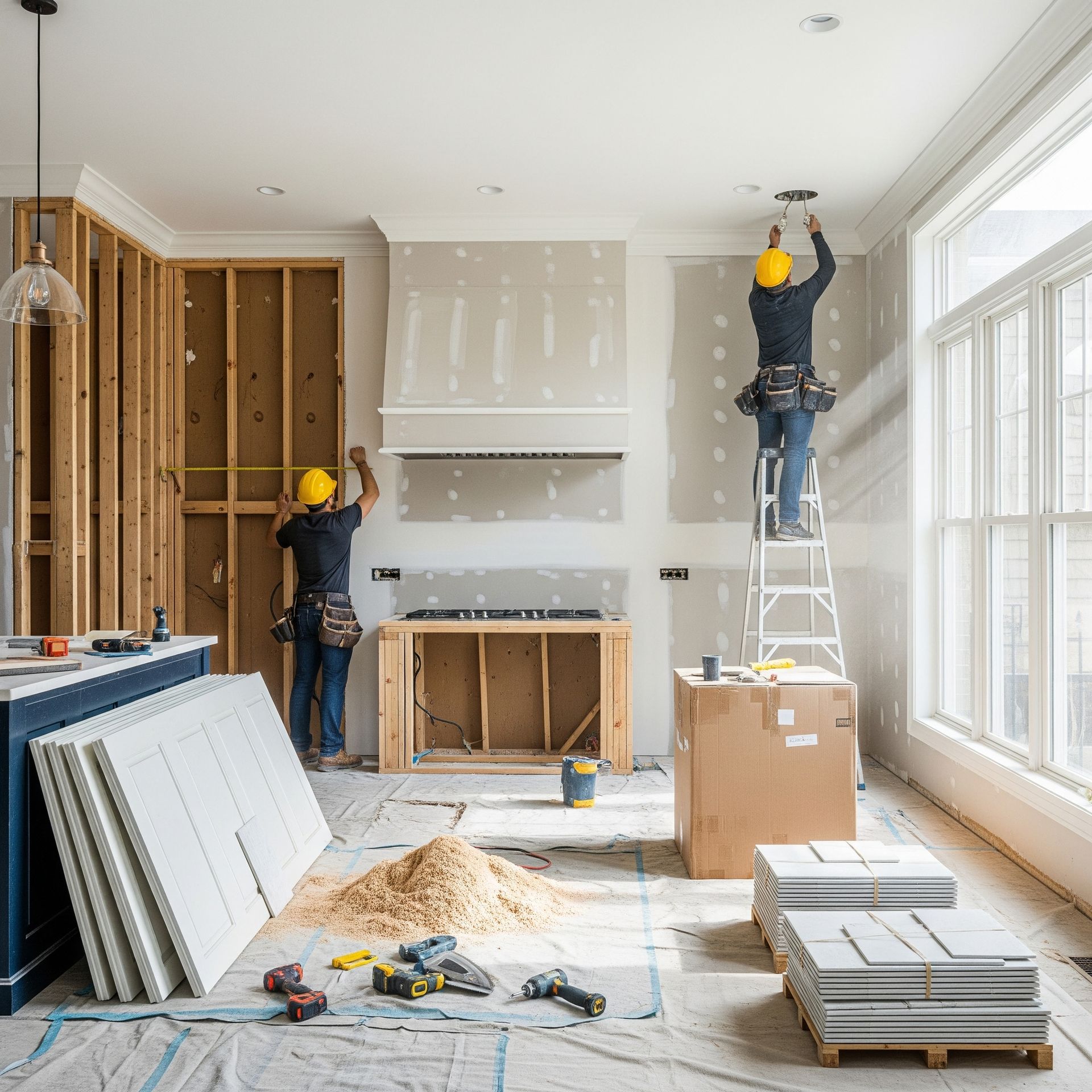 Room addition contractor in Michigan working on a home renovation project to increase property value