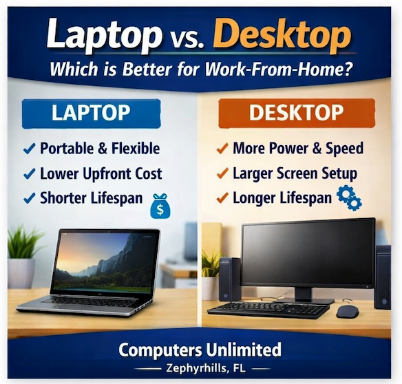 Laptop vs desktop comparison for home office