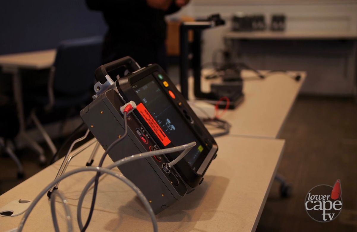 Defibrillator on table