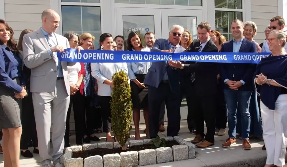 ribbon cutting at new chase bank branch in Orleans MA, Cape Cod