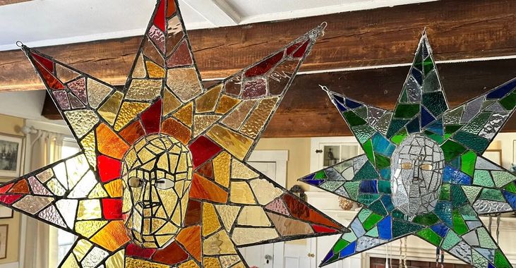 masks made of stained glass