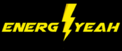 Texto amarillo "ENERG⚡YEAH" sobre fondo negro.