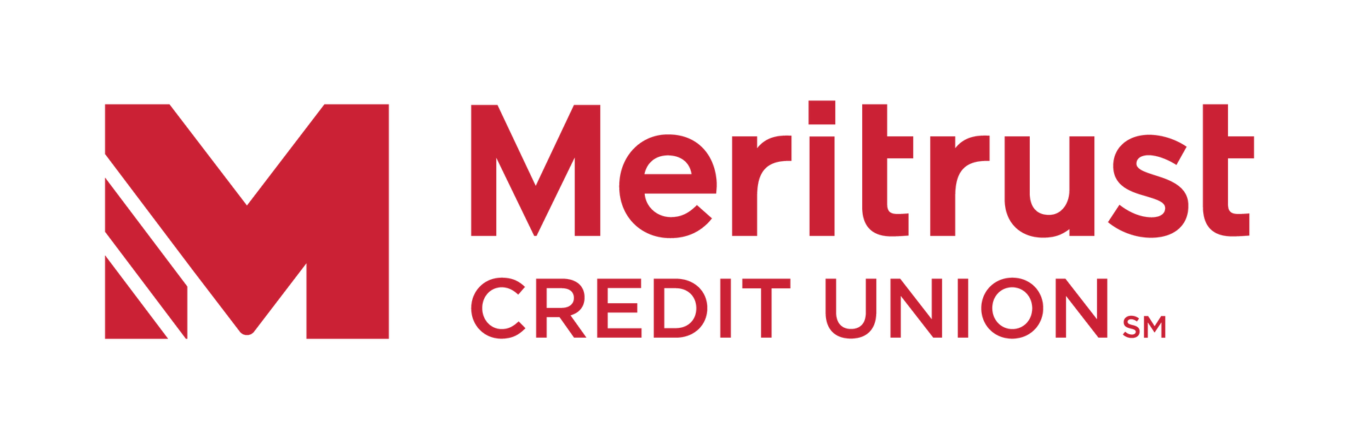 Meritrust Credit Union logo in red on a white background