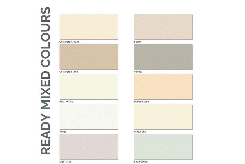 a palette of ready mixed colours with a white background