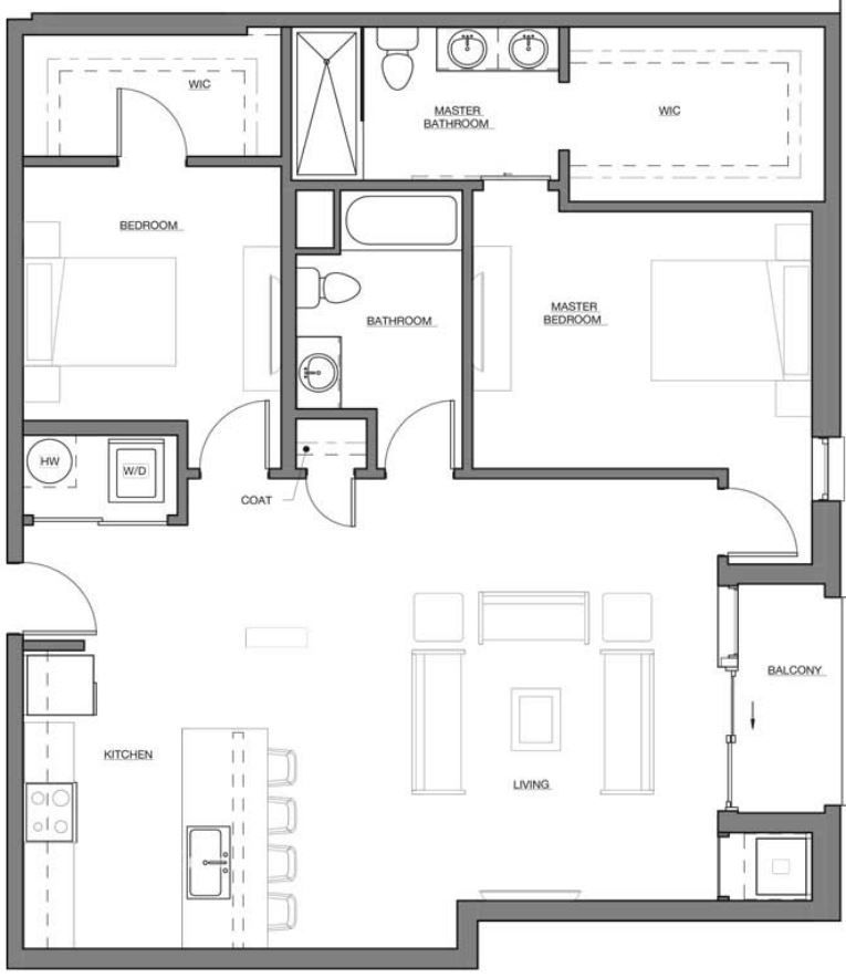 A black and white floor plan of a house.
