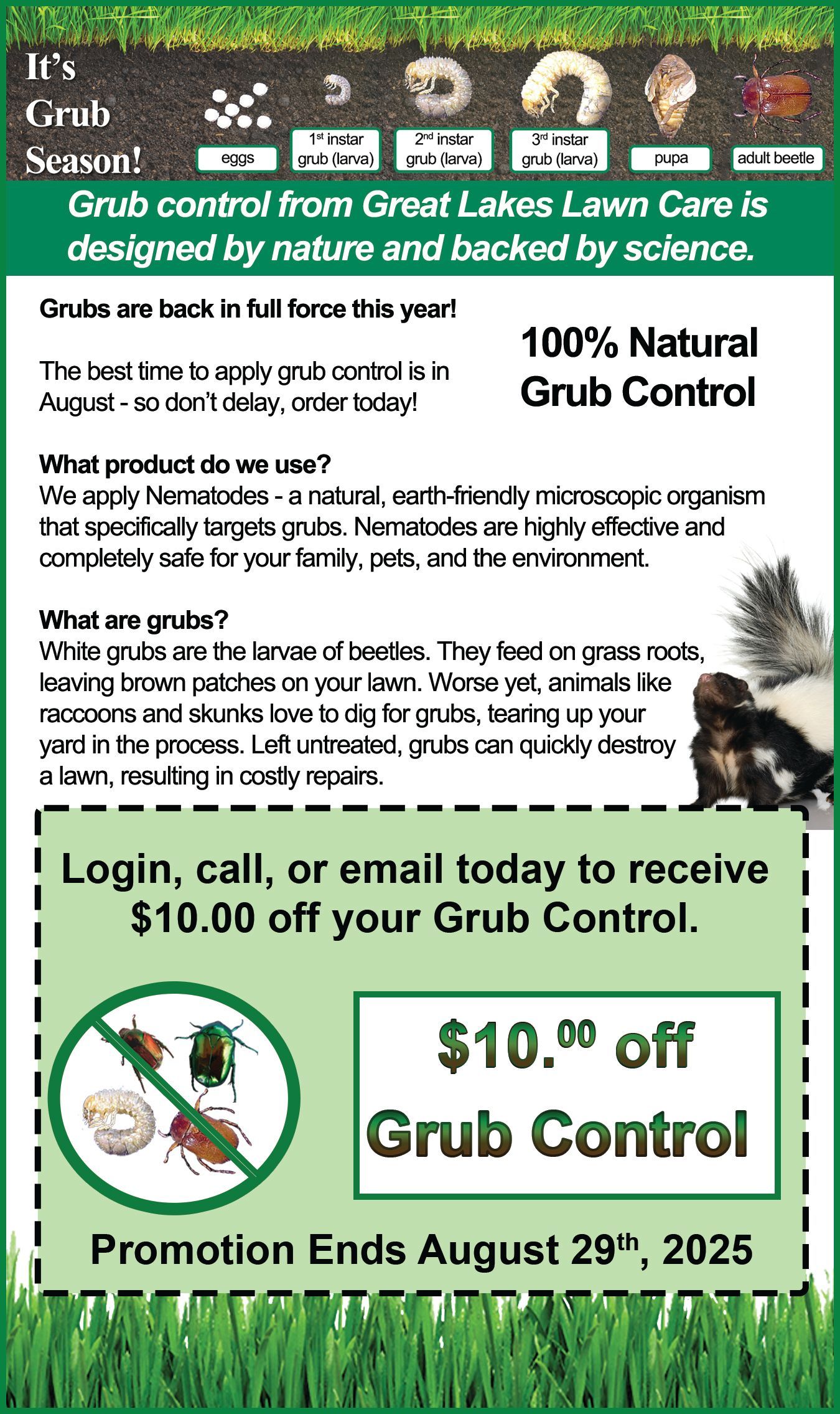Order a 3-Visits Mosquito or Insect Control program and save $30 off each program. 