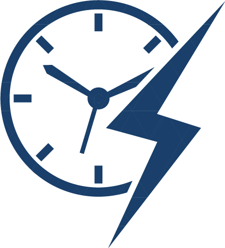 A clock with a lightning bolt on it.