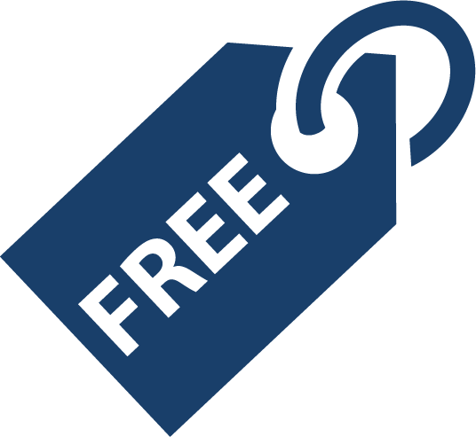 A blue tag with the word free on it