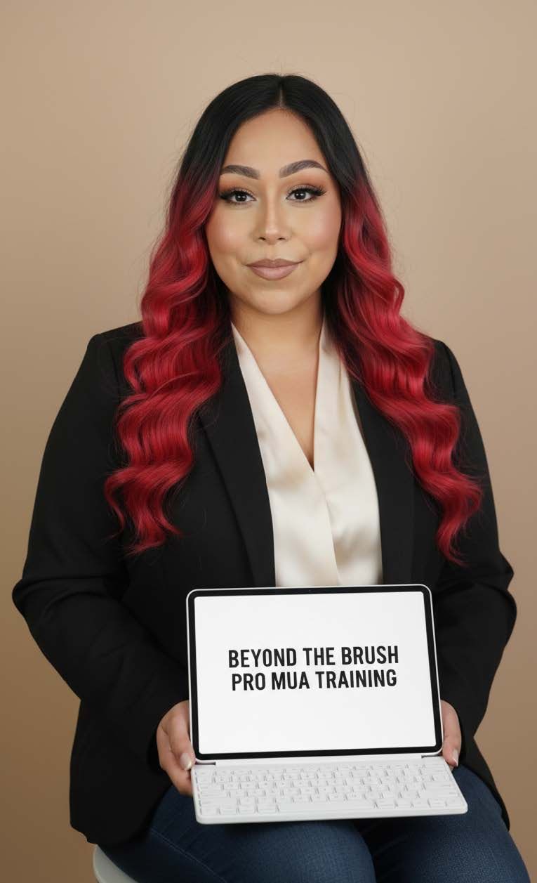 Makeup artist applying eyeshadow to a person's eyelid with a brush.