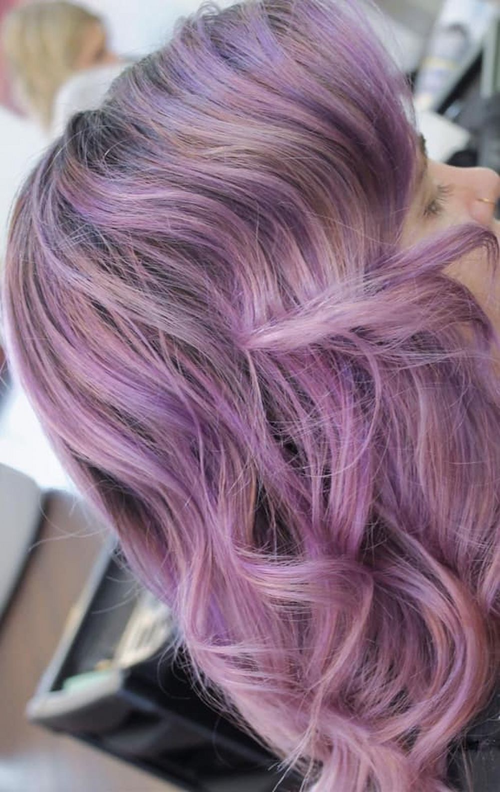 Woman With Wavy, Lavender and Pink Hair — Strut Hair & Beauty In Maroochydore, QLD