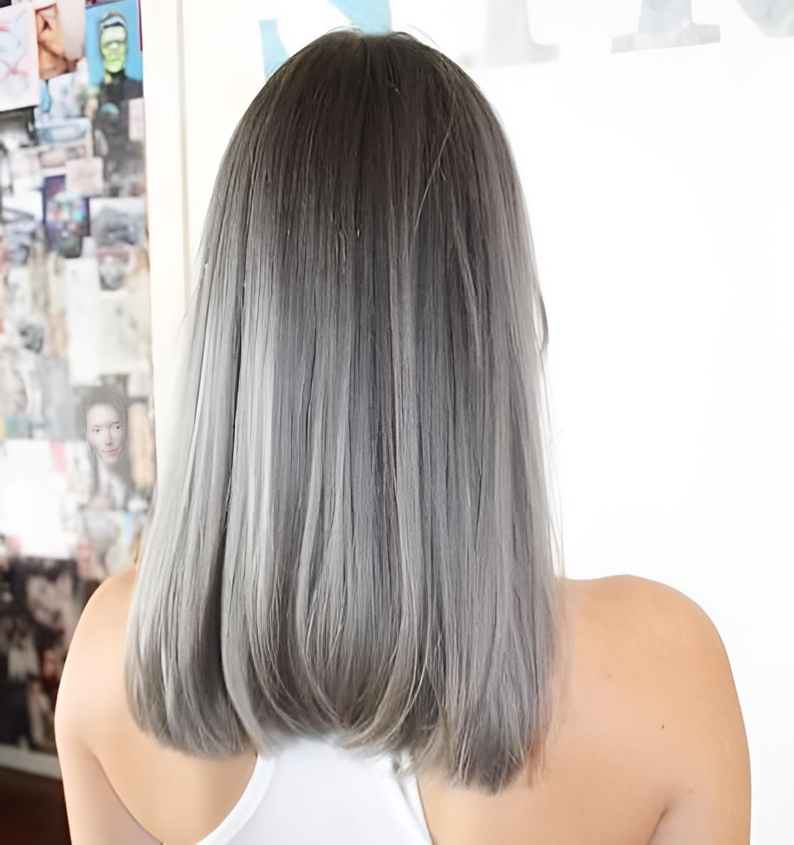 Woman With Gray Ombre Hair, Shoulder-length, Facing Away From the Camera — Strut Hair & Beauty In Maroochydore, QLD