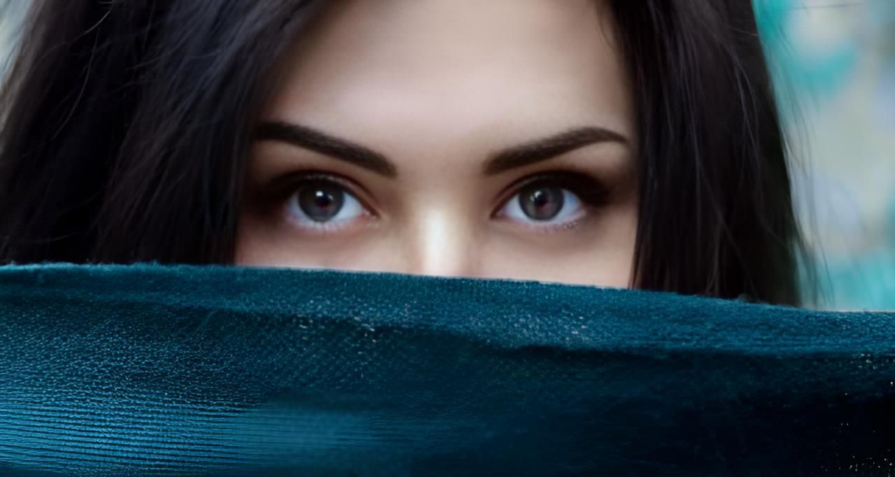 A Close Up of a Woman Covering Her Face With a Blue Cloth — Strut Hair & Beauty In Maroochydore, QLD