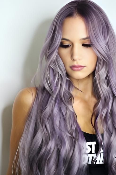 A Woman With Long Purple Hair is Wearing a Black Tank Top — Strut Hair & Beauty In Maroochydore, QLD