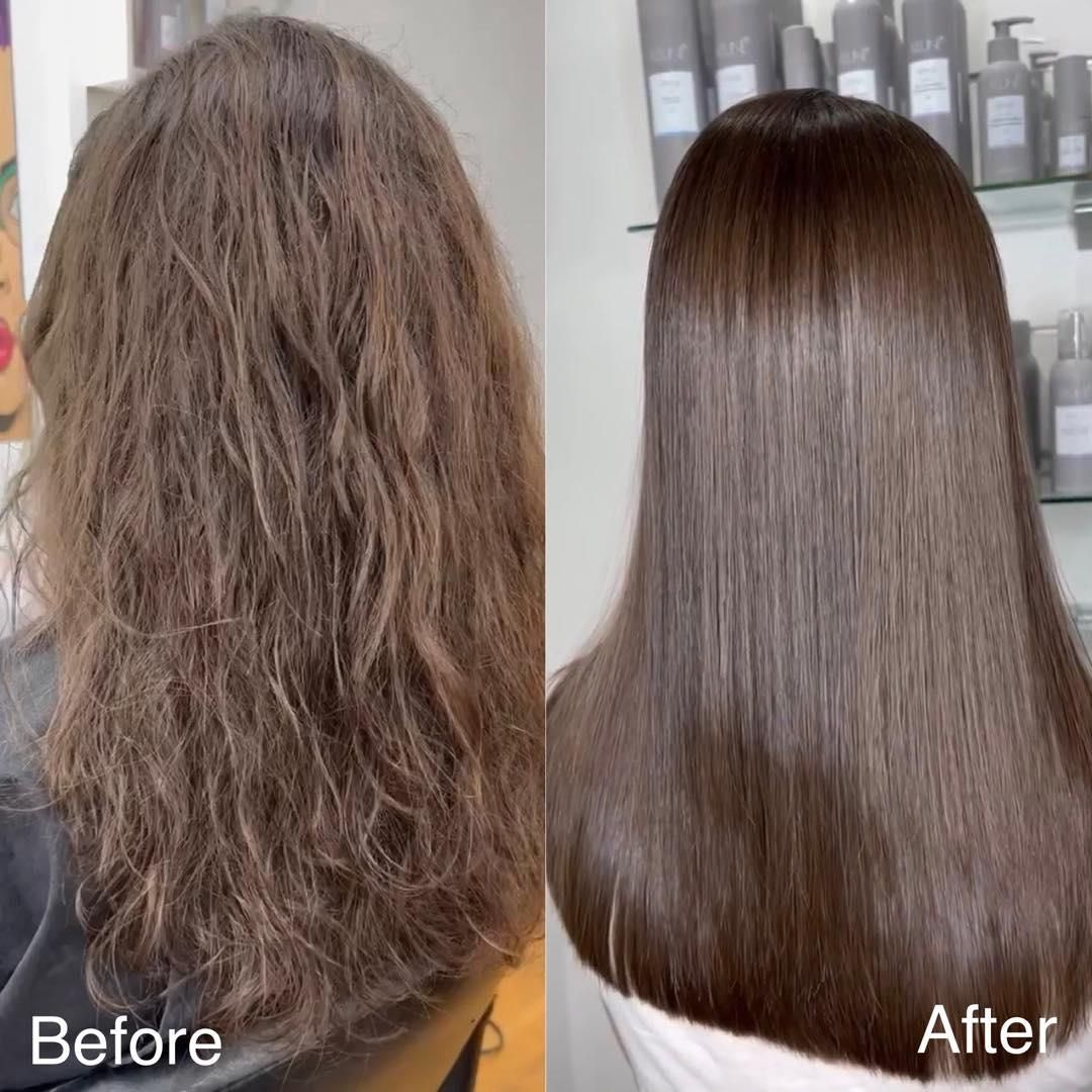 A Before and After Picture of a Woman 's Hair — Strut Hair & Beauty In Maroochydore, QLD
