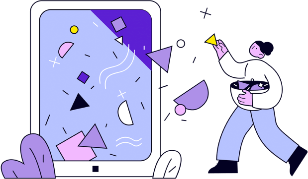 A rocket is flying through space with a planet in the background.