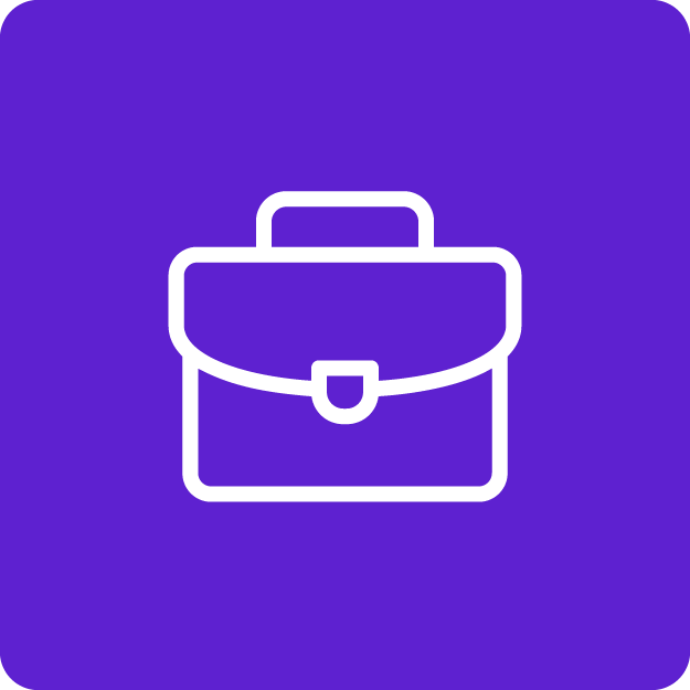 A checklist icon on a purple background.