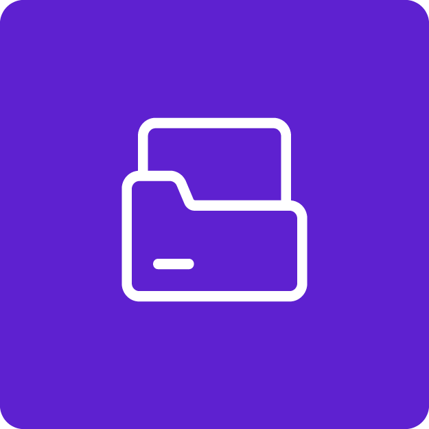 A checklist icon on a purple background.