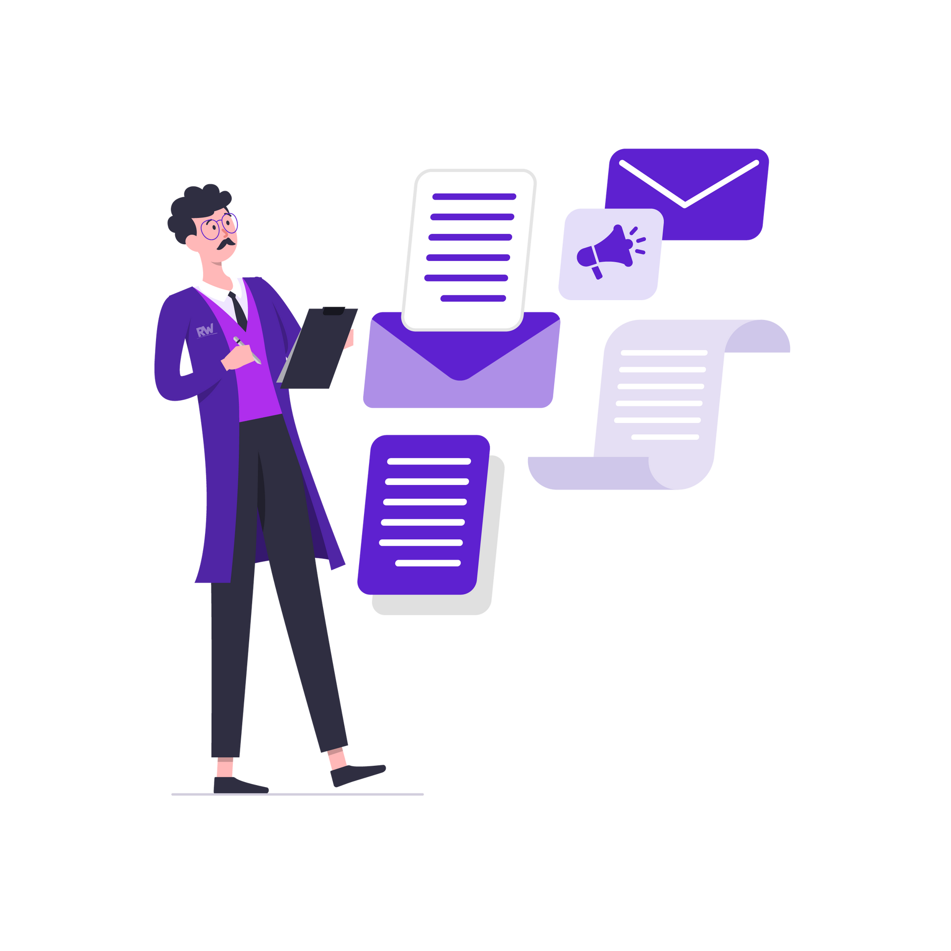 A woman is looking through a magnifying glass at a document.