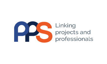 The logo for linking projects and professionals is blue and orange.