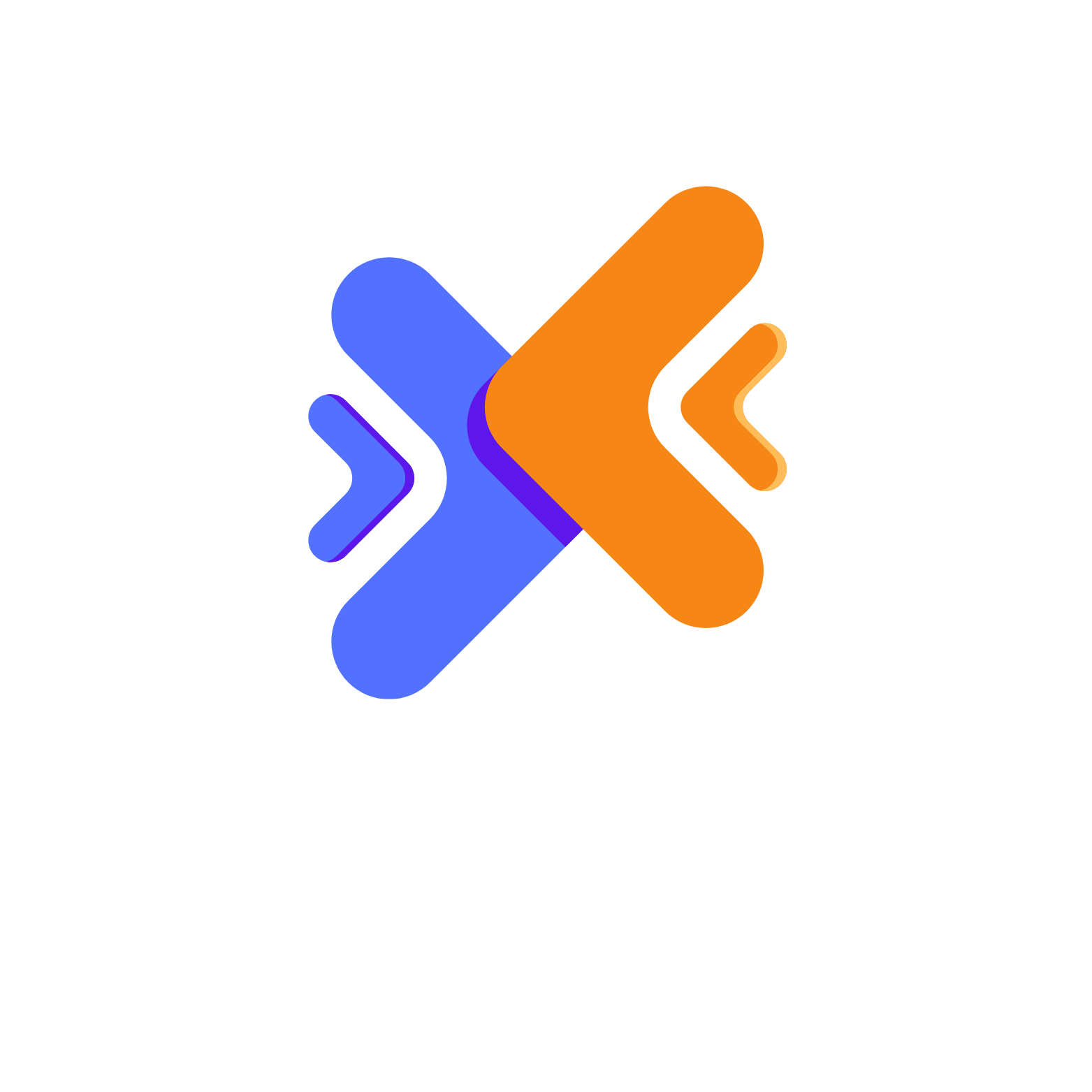 Uma seta azul e laranja apontando em direções opostas em um fundo branco.