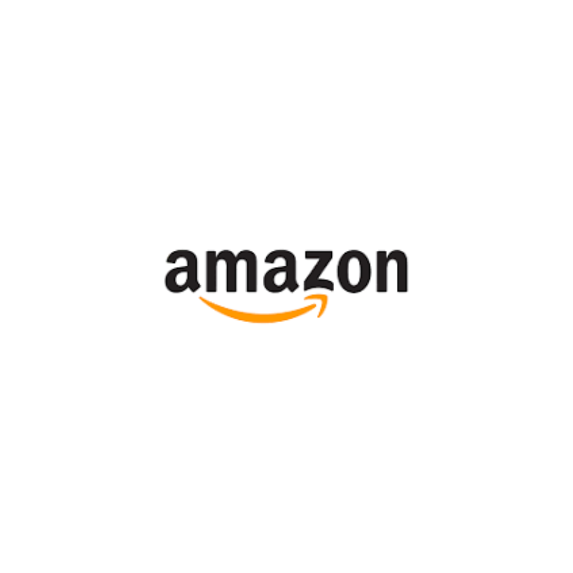 O logotipo da Amazon está em um fundo branco.