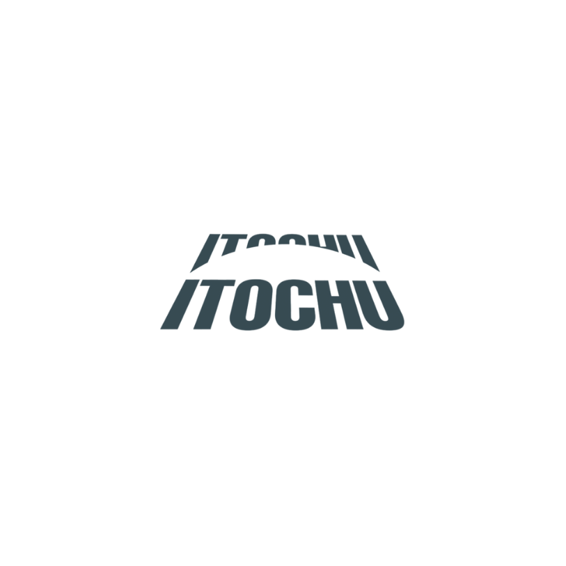 Um logotipo preto e branco para itochu em um fundo branco.
